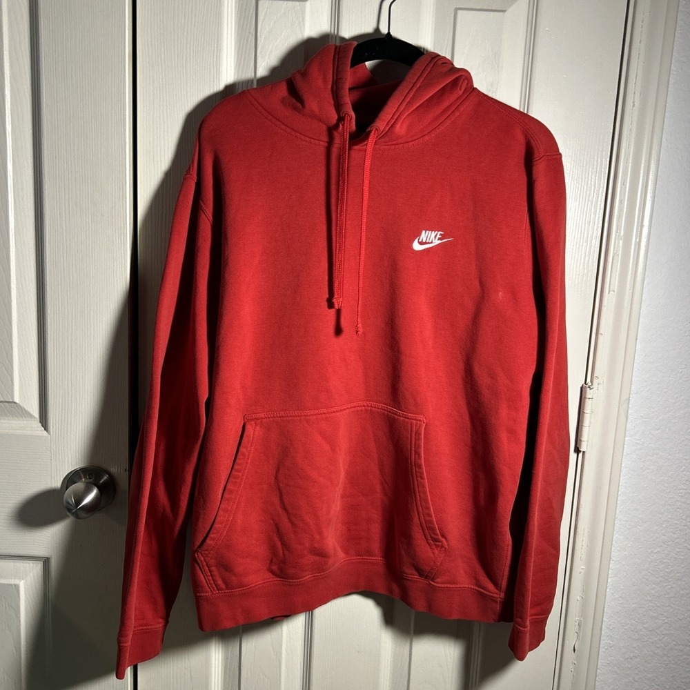Vintage Nike Hoodie Men's Size L Red Blue Tag Embroidered Logo‎